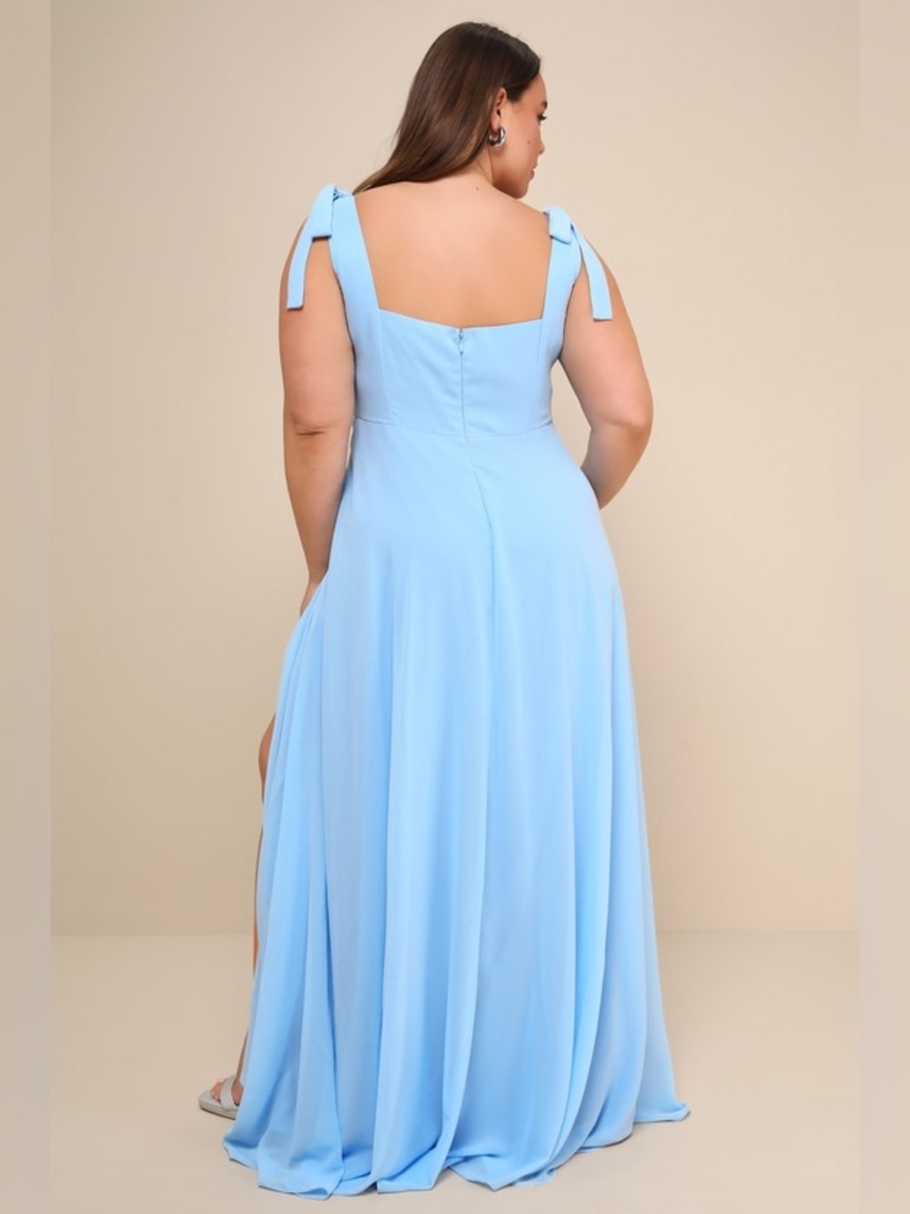Light Blue Tie-Strap Maxi Dress with Side Slit - Picture 7 of 10